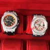 Designer horloges Silver Moissanite Diamonds Version Watch Pass Test Automatische beweging Kwaliteit Men Luxe Volledige ICED -horloges met chronograaf