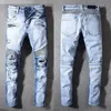 Jeans Heren Designer Jean Distressed Ripped Biker Slim Fit Motorcycle Bikers Denim For Men's Fashion Mans Black Pants pour hommes