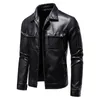 Homens outono Inverno Black Black Leather Jackets Mens Zipper Basic Coat Motorcycle Biker Windbreaker masculino Pu casual Outwear 4xl 220816