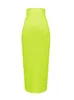 Kobiety cukierki seksowne neonowe zielone pomarańczowe żółte różowe różowe kolan bandaż ołówek spódnica faldas 78cm 220702