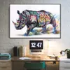Graffiti Animal Rhino Canvas Målning Affischtryck Väggkonst Bild för vardagsrum Heminredning Framlös