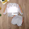 Kinder Regenbogen Streifen Mantel + Weste + Shorts 3-teiliges Set Kinder Designer-Kleidung Mädchen Outdoor-Sport-Outfits 2021 Sommer Babykleidung