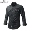 UAICESTAR Brand 100% Cotton Slim Men Shirts Spring Single Breasted Cargo Autumn Fashion Casual 's 220323
