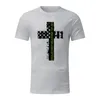 Herren-T-Shirts, langärmelig, Spandex-T-Shirt, männlich, Sommer, lässig, Cross-Flagge-Druck, Bluse, Rundhalsausschnitt, kurz, gelb, Laufen, Herren, Herren