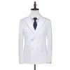 New men's suits solid color casual slim business professional suit suit vest pants three-piece white double row two buttons