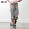 レオソックス春秋の緩いビーチの女性のズボンファッション花柄の描かれたワイドレッグレディースロングスウェットパンツプラスサイズ220325