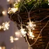Strängar LED snöflinga strängljus Fairy Festoon batteridriven Garland år 2022 dekor juldekorlad strängsled