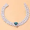 Tobillera con forma de corazón descalzo para mujer, pulsera de cadena con diamantes de imitación, rapero, tobilleras de Eslabón cubano Ice Out, joyería entera 3061