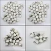 Pendentif Colliers Pendentifs Bijoux En Gros 50 Pcs/Lot Mode Naturel Blanc Turquoise Pierre Ronde Forme De Boule Charmes Penda Dhwh2