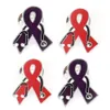 20 szt. Moda moda czerwona i fioletowa emalia Bról Wstążka Kształt ze stetoskopem raka piersi Awareness Medical Butterfly Pins do akcesoriów pielęgniarki