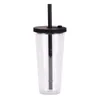 Wholesale 24oz double layer plastic skinny transparent tumbler with colorful straw water cup coffee cup gift High quality DHL MIN