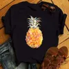 Damskie topy moda złoty ananas nadruk krótki rękaw T-koszulka Harajuku streetwear miękka kobieta koszulka odzież