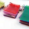 50pcs 7x9 9x12 10x15 Organza Jewelry Bags Gift Engagement Wedding Party Decoration Drawstring Packaging Pouches