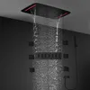 Badrum Lyxtak Vattenfall Duschuppsättning 710x430mm LED Rain Showerhead Kits Termostatventilfaktministror med sidospray