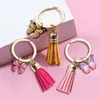 Leather Butterfly Key Ring Fashion Long Tassel Keychain Car Bag Hanging Pendant Ornaments Gift For Women Girls Trinket