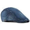 Vintage Denim Beret Men Women Unisex Jeans Newsboy Hat Spring Autumn Hats Peaked Cap Casual Forward Adjustable Caps