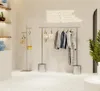 Meubles Présentoir de magasin de vêtements Meubles commerciaux Cintre de type plancher mobile en acier inoxydable pour hommes et femmes