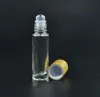 5ml 10ml Esansiyel Yağ Rollü Şişeler Doğal Bambu Kapalı Parfüm Şişesinde Temiz Cam Rulo Paslanmaz Çelik Silindir Top SN4600