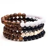 Natural Wooden Stone Handmade Beaded Strands Charm Bracelets For Women Men Party Club Fashion Elastic Jewelry