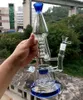 16 cali niebieskie szkło Bong szisza recykling wody drzewo ramię Perc fajki z żeńskim złączem 14mm