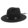 شعرت صوف الرجال بالنساء ببيريتس قبعة فيدورا مع حزام الموضة بحجم 56-58CMBERETS BERETSBERTS