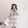 테마 의상 로리타 드레스 여자 여름 일본어 귀여운 고양이 인쇄 인형 스커트 느슨한 짧은 슬리 셔츠