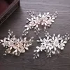 Flower Headpieces Comb Wedding Accessories Silver Color Rhinestone Headband Bridal Hair Pins Hair Jewelry