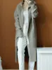 Cross Women Long Cardigans Dong Cardigans осень зимние вязаные куртки корейские свободные негабаритные рукавы повседневные пальто капюшона с капюшоном