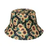 Mode vrouwen zonnebloem print katoen emmer hoeden lente zomer meisje dame outdoor panama visser cap hoed voor vrouwen dropshipping G220418