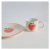 Koppar tefat koreansk stil ins ren handmålad liten färsk persika mugg hem keramisk vatten kopp kontor kaffemjölk kopp