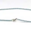 Natural Aquamarine 2mm Beaded Gemstone Necklace Round Faceted 32in