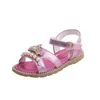 2021 Pärled Rhinestone Kids Sandals for Girl Leather Beach Sandals Children Summer Shoe Princess Sandaler 1 3 5 7 9 10 11 12 Year G220523