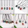 Arts et artisanat Arts Cadeaux Maison Jardin Cristal Naturel Ovale Oeuf Brut Pendentif Reiki Guérison Chakra Pierre Précieuse Or Fil Tressé Net Sac Lar