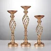 Gold Silver Flowers Vases Candle Holders Road Lead Table Centerpiece Metal Stand Candlestick For Wedding Party Decor 220527
