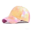 Multi Colors tie dyed hat Party Favor gradient colors old hole baseball Hats Korean wash peaked caps