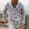 Męskie swetry zimowe jesień ciepłe męskie płaszcz z litego koloru dzianin guziki sweter kardigan męski odzież Olga22