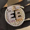 Anpassat namn Crown Bail Purple Drip Letters Halsband hänge för män Kvinnor Guldfärg Cubic Zircon Hip Hop Jewelry233P1737340