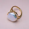 BaroqueOnly Natural freshwater Baroque pearl ring retro style 14K notes gold irregular shaped button RFD 2207269542209