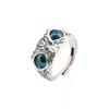 New Vintage Prime Silver Blue Eyes Owl stones Ring Devil's Eye Ring Ornament Female Factory Wholesale