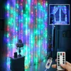 Cordes Guirlande Rideaux Lumières Télécommande Décorations De Vacances USB Chaîne 3x3m Fée Pour Chambre Patio JardinLED StringsLED LED