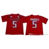 Uf # 5 Patrick Mahomes II NCAA Texas Tech Red Men College Football Jersey Hommes Football Jersey Noir Rouge Blanc Taille S à 3XL