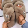 Slipper Harige Glijbaan Vrouwen Faux Konijnenbont Slipper Pluizige Pluche Huis Anti Slip Platte Sandaal Vrouwelijke Thuis Schoen 220723