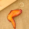 Keychains Creative Simulation PVC Food Keychain Roasted Chicken Mid Joint Wings Pendant Keyring Car Bag Backpack Ornament Jewelry Gifts