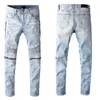 2022 Новые мужские расстроенные разорванные байкерские джинсы Slim Fit Motorcycle Biker Denim для мужчин модные хип -хоп джинсы хорошего качества