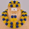 Orecchini Collana Set di gioielli africani blu reale e giallo Costume di perline nigeriane FZZ94Orecchini OrecchiniOrecchini