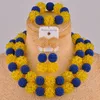 Orecchini Collana Set di gioielli africani blu reale e giallo Costume di perline nigeriane FZZ94Orecchini OrecchiniOrecchini