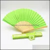 Party Favor Event Supplies Festive Home Garden Hand Held Fan Wedding Gift Luxurious Silk Folding Dance Decoration Solid Color Groups Gifts