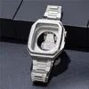 Apple Watch Series 8 7 6 5 4 SE 럭셔리 프리미엄 스테인레스 스틸 모드 키트 보호 케이스 밴드 스트랩 커버 iWatch 44mm 45mm 41mm 40mm