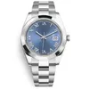 Top-grade AAA hoogwaardige herenhorloge sapphire grijze stokje dat JUST DAYDATE 41 mm blauw horloge glad automatisch mechanisch waterdichte horloges oyster band wrsitwatches de