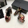 Chunky Heel Platform Sandals Ladies 2022 Designer Classic Black Bow High Heals Summer Fashion Luxury Suede Leather Sandals 35-41 With Box